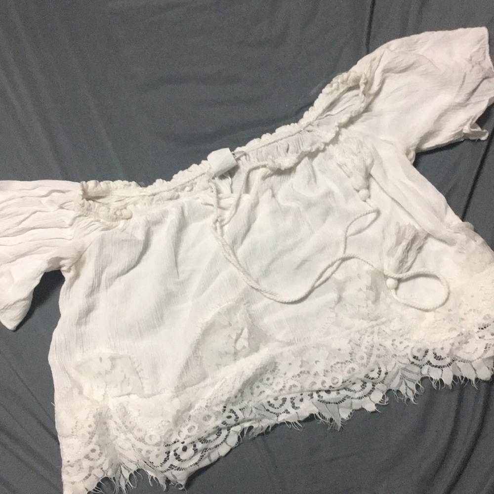 White Lace Boho Crop Top
